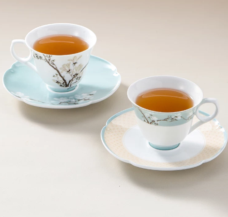 Jade Orchid Tea Cup & Saucer Set (2-Pack)