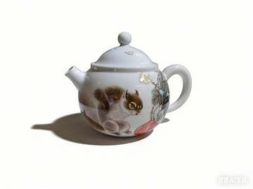 Squirrel & Floral Porcelain Gongfu Teapot