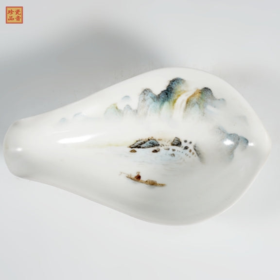 "Tranquil Mountains & Clear Waters" Porcelain Tea Scoop