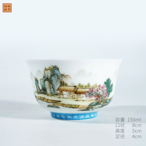 "Scenic Landscape" Porcelain Teacup