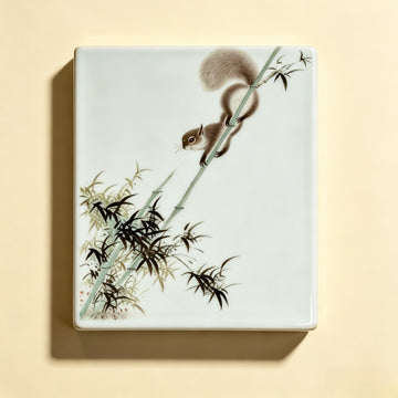 Squirrel & Bamboo Chinese Ink Art Decorative Plaque