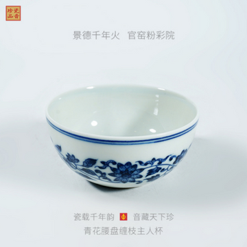 Blue and White "Twining Floral" Porcelain Gongfu Teacup