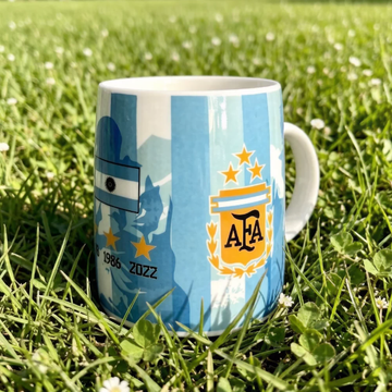 Argentina 3-Star 2026 World Cup Ceramic Mug - AFA Crest Sky Blue Stripes Coffee Cup
