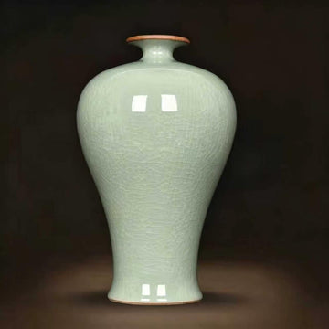Celadon Ice Crackle Meiping Vase