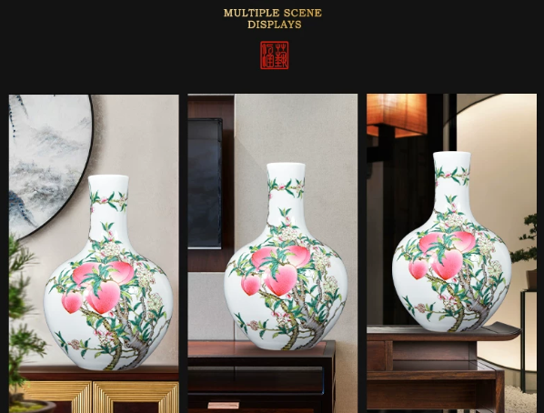 Famille Rose Nine Peaches Vase