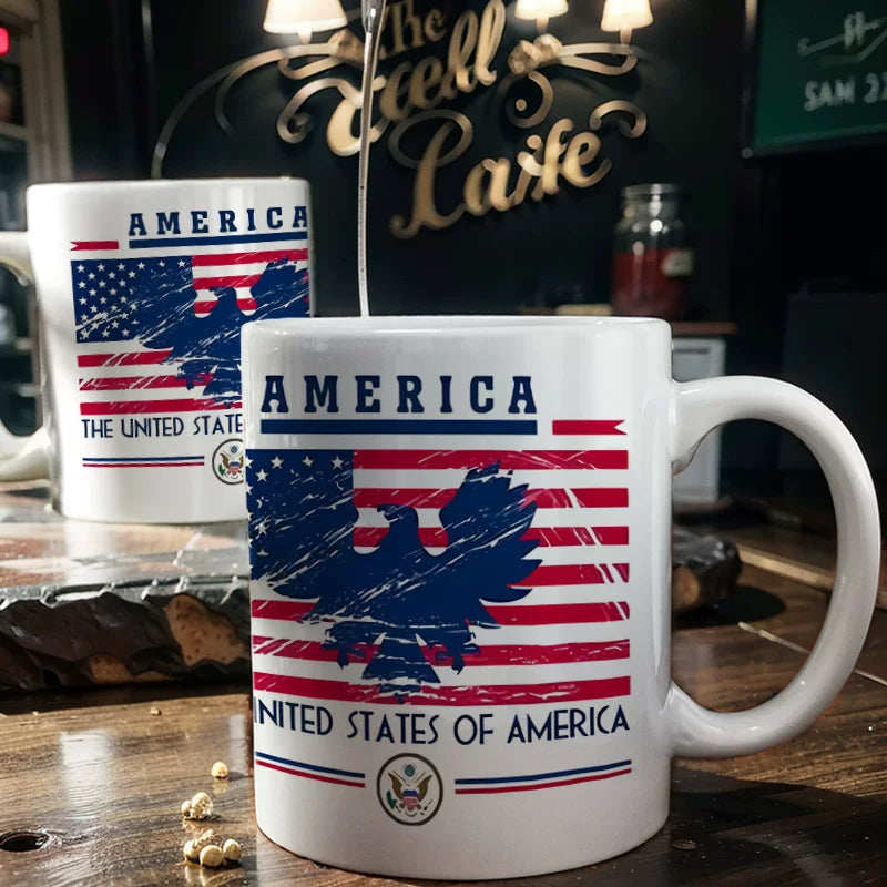 USA 2026 World Cup Heat-Changing Mug - America Flag Eagle Color-Changing Ceramic Coffee Cup