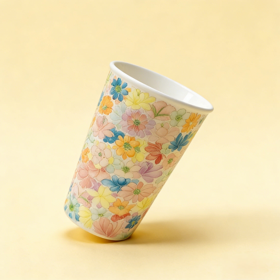 Handcrafted 3D Embossed Thousand Flower Porcelain Mug, Jingdezhen Artisan Floral Ceramic Cup - Style 01