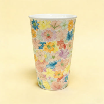 Embossed Thousand Flower Porcelain Mug - Style 01