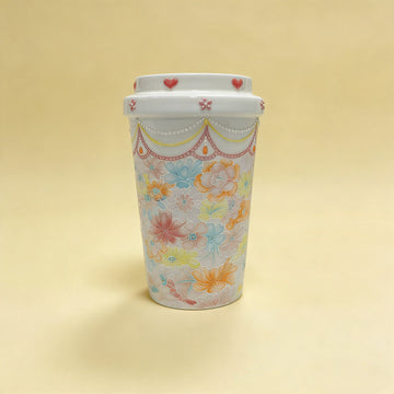Style 03 - Handcrafted 3D Embossed Thousand Flower Porcelain Mug