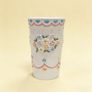Style 05 - Handcrafted 3D Embossed Heart &amp; Floral Porcelain Mug