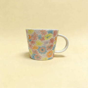Style 08 - Handcrafted 3D Embossed Thousand Flower Porcelain Mug