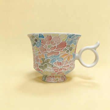 Style 11 - Handcrafted 3D Embossed Thousand Flower Porcelain Mug