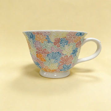 Style 12 - Handcrafted 3D Embossed Thousand Flower Porcelain Mug
