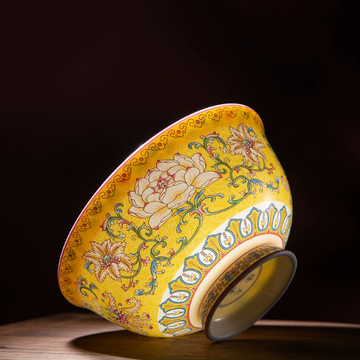 Enamel Lotus High-Footed Porcelain Bowl