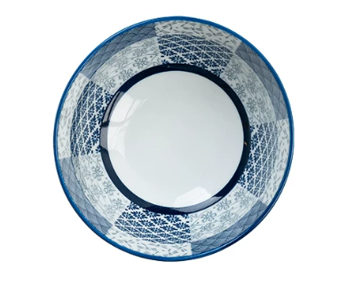Blue & White Multi-Pattern Porcelain Bowl
