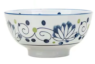 Blue &amp; White Lotus Pattern Porcelain Bowl