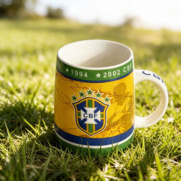 Brazil 5-Star 2026 World Cup Ceramic Mug - CBF Crest Legacy Coffee Cup