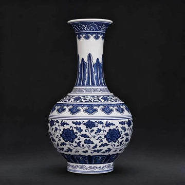 Painted Blue and White Lotus Vase