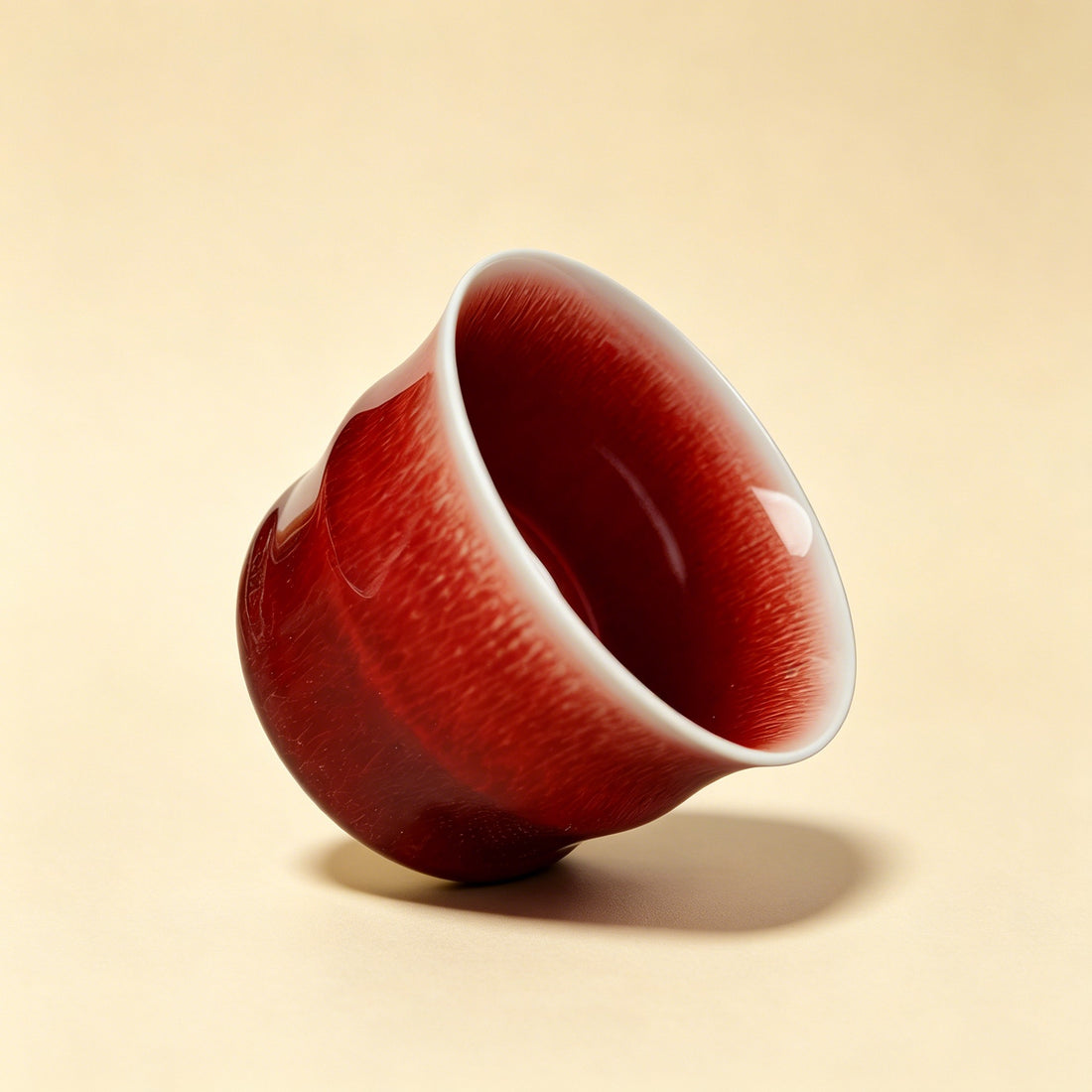 Lang Hong Red Glaze Bamboo Joint Tea Cup