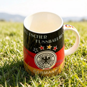 Germany 4-Star 2026 World Cup Ceramic Mug - DFB Crest Black Red Gold Coffee Cup
